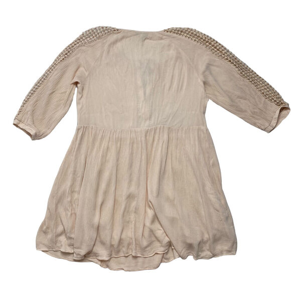 HEARTLOOM Crochet Pink Peasant Cottage Blouse Tunic Size Medium Boho Hippy - Picture 5 of 12